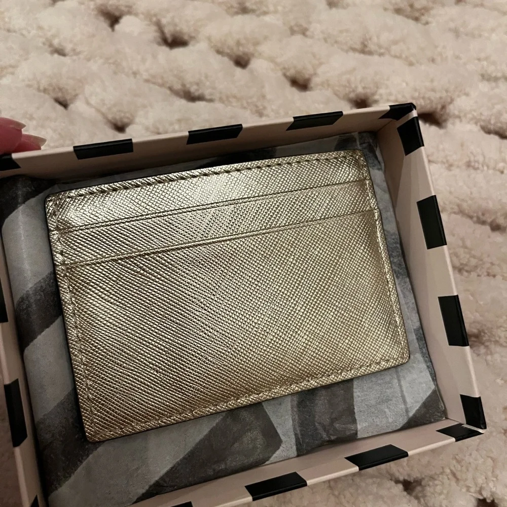 Kate Spade Gold Glitter Card Holder - Picture 2 of 4